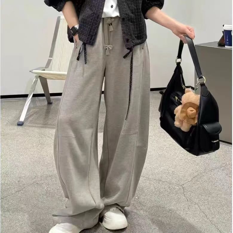 1865 高级感慵懒风高腰阔版弯刀裤