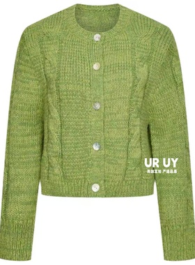 2026春季新款女装休闲绞花排扣圆领短款针织开衫UYL960001