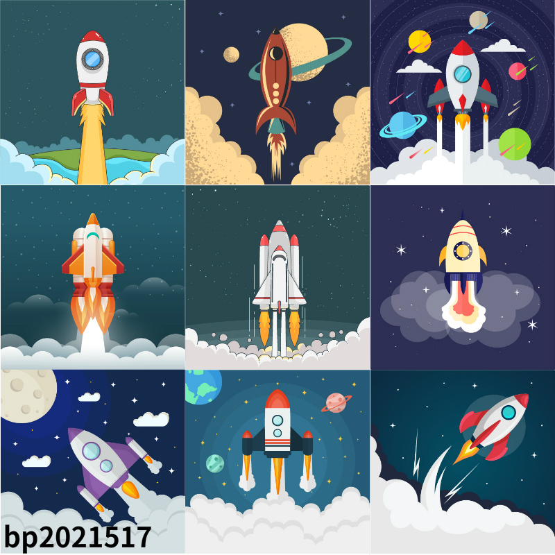 宇宙飞船火箭太空飞行器矢量素材ai/an/flash/animate