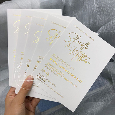 简约定制欧式烫金喜帖婚礼请柬结婚邀请函 gold foil invitation