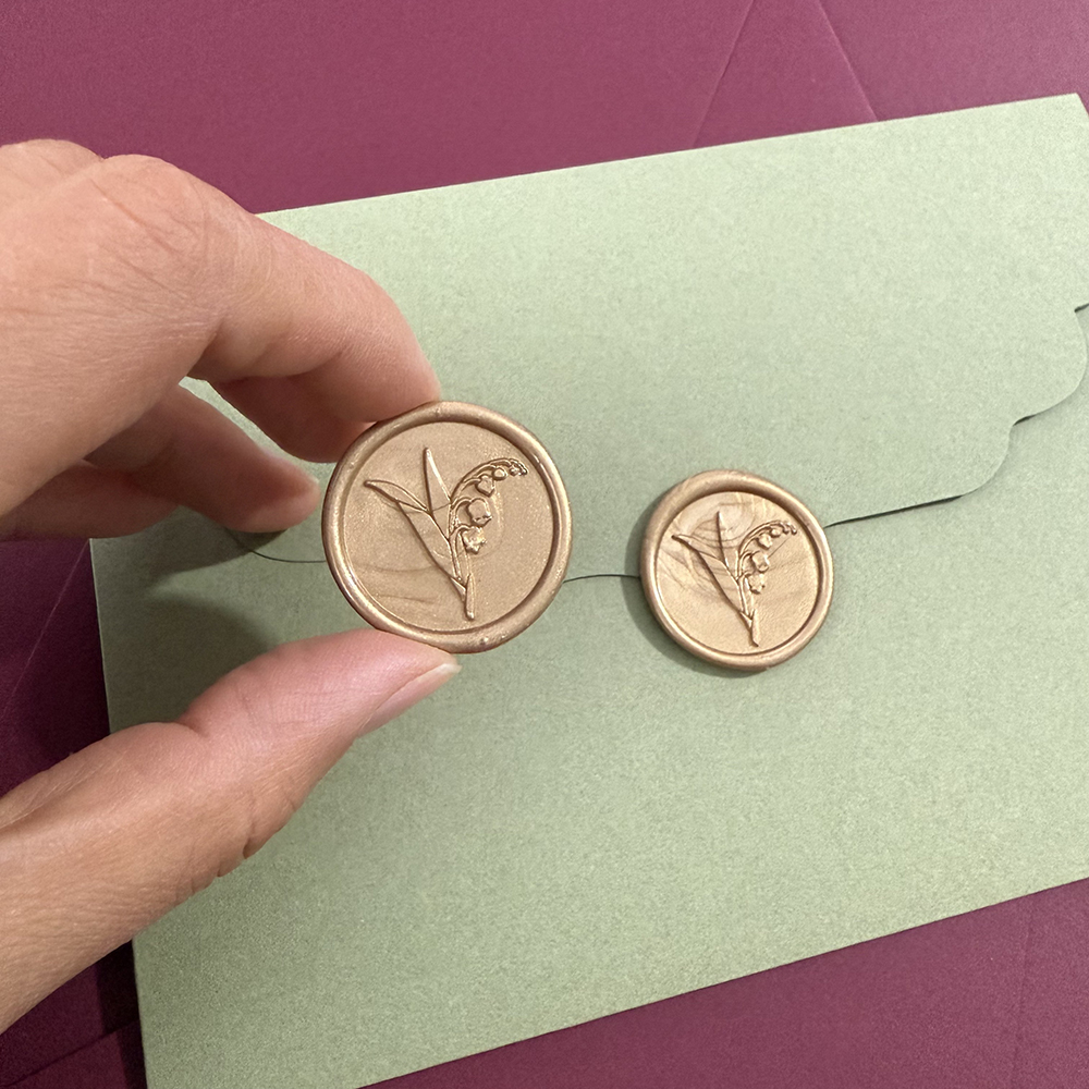 金色铃兰花火漆蜡标 成品封口贴纸