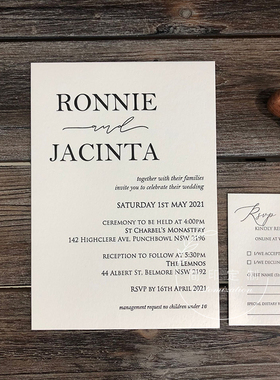 凸版印刷喜帖质感棉纸婚礼请柬letterpress wedding invitation