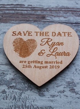 Save the date magnets, Rustic heart wood invitation木制请柬