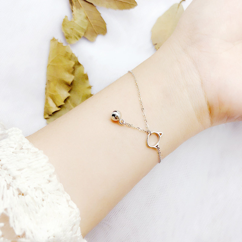 Kitty Small bell Bracelet Korean Edition Simplicity s925 Sterling Silver fresh student Sen family Confidante Versatile personality Braceletsin the Accessories/Fashion Jewelry, Bracelets  category - from Buy2taobao.com to provide professional Taobao agent buy service