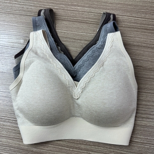 一轻松1579秋冬磨毛背心式美背无钢圈撞色文胸固定杯无痕胸罩女