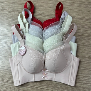 安芝娜6530无钢圈文胸B杯中厚1厘米托玛琳聚拢加高加宽五扣内衣