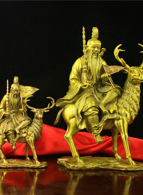 钓鱼坐像姜尚骑鹿拿打神鞭办公室