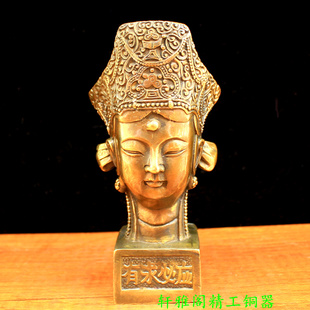 纯黄铜观音印章铜佛像铜玉印观音铜纯铜观音菩萨摆件