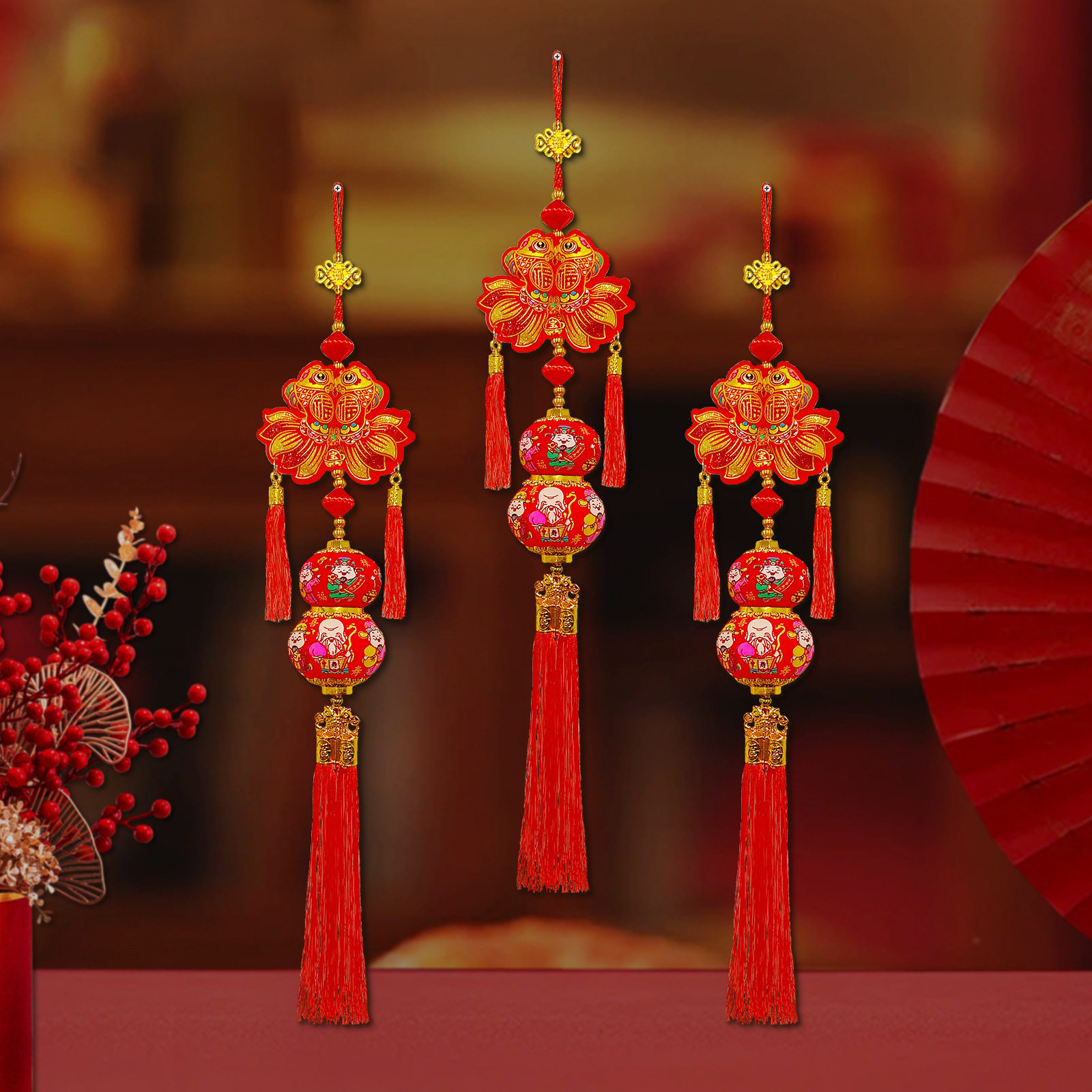 2026马年新春装饰品福包挂件带灯笼财神双鱼元宝挂饰春节喜庆乔迁,节庆用品/礼品,福字/窗花/窗贴,淘宝优惠券,粉丝福利购,淘宝优惠卷