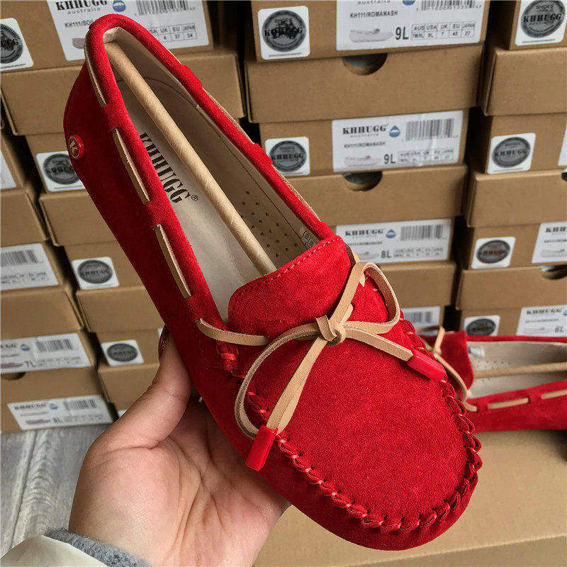KHHUGG豆豆鞋女春秋网红 休闲平底真皮孕妇一脚蹬懒人鞋女KHΗUGG,女鞋,浅口单鞋,淘宝优惠券,粉丝福利购,淘宝优惠卷