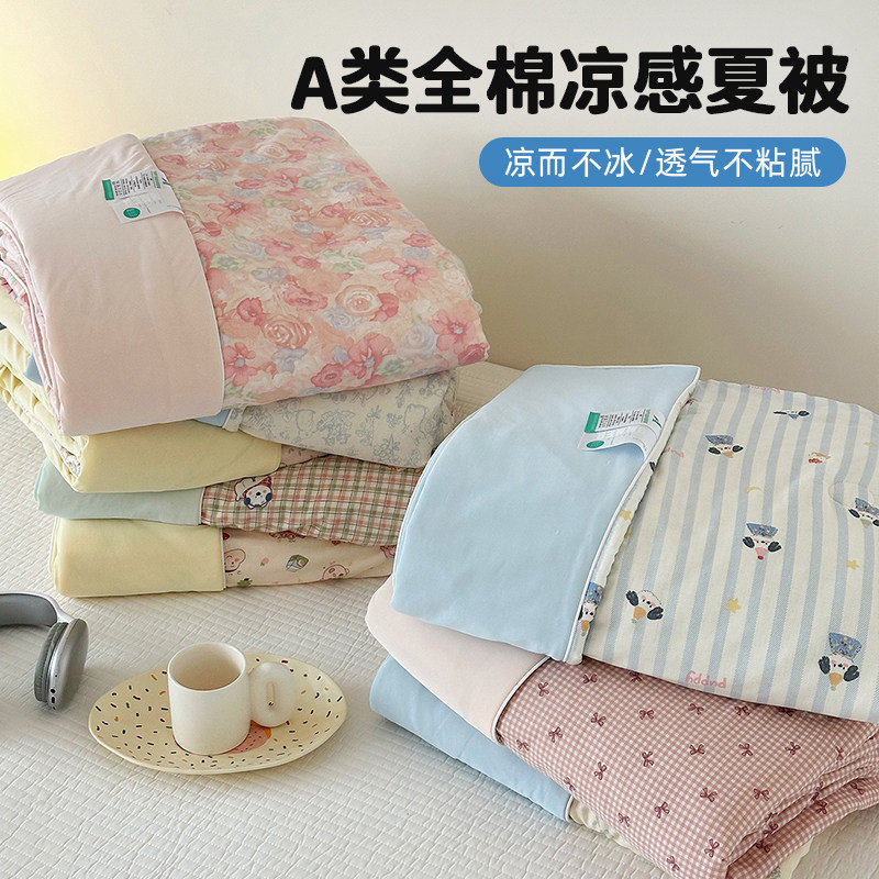 全棉双层纱幼儿园午睡被儿童纯棉毯子夏凉被婴儿沙发毯a类小盖毯