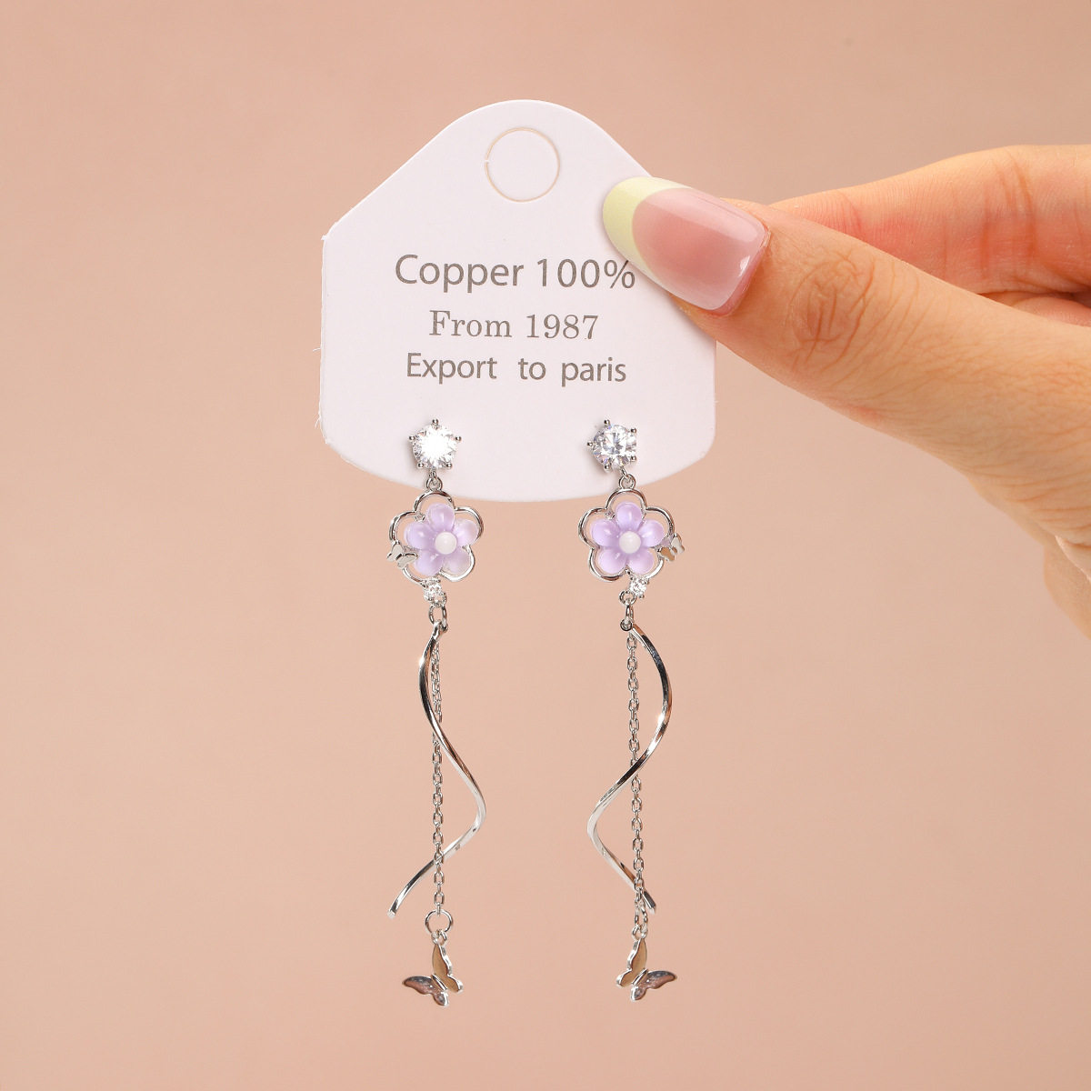 超仙时尚甜美气质花朵蝴蝶耳钉女小众精致设计感简约优雅百搭耳饰