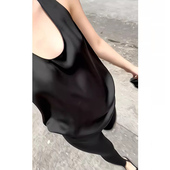 进口三醋酸缎面背心女春夏百搭外穿内搭打底圆领无袖 上衣ins潮