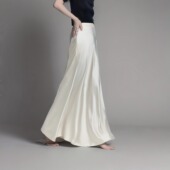 重磅进口三醋酸缎面凉感鎏光垂感半裙高腰斜裁加长拖地显瘦半身裙