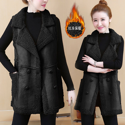 西装领百搭风加绒加厚中长款马甲
