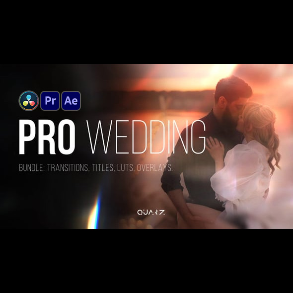 AE/PR/达芬奇模板-浪漫婚礼视频LUTs光斑叠加素材转场标题