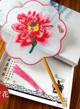 中国风特色夏天宫扇双面透明彩色蔚县剪纸手工作品团扇汉服配饰