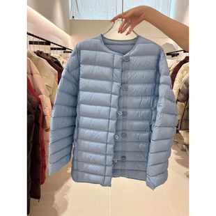 2025冬新款轻薄羽绒服女中长款90白鸭绒高品质泡芙圆领柔软外套潮