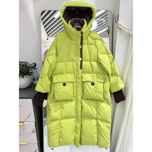 欧货高端正版休闲大版白鸭绒羽绒服连帽针织袖口阔版中长潮牌女装