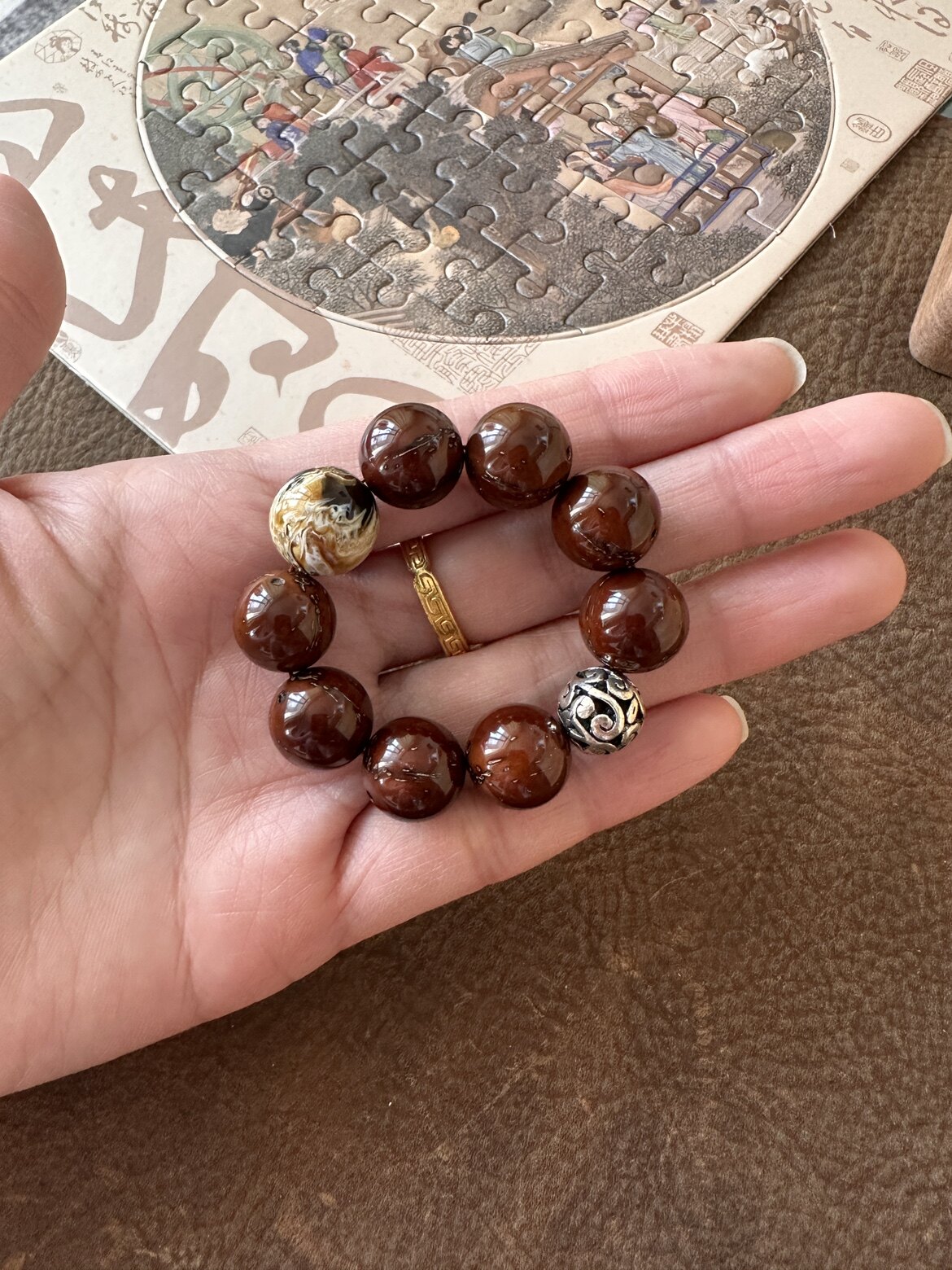 duoamo原创小众金钱鼠菩提指尖手串蜜蜡藏银转运珠紫金鼠小手捻