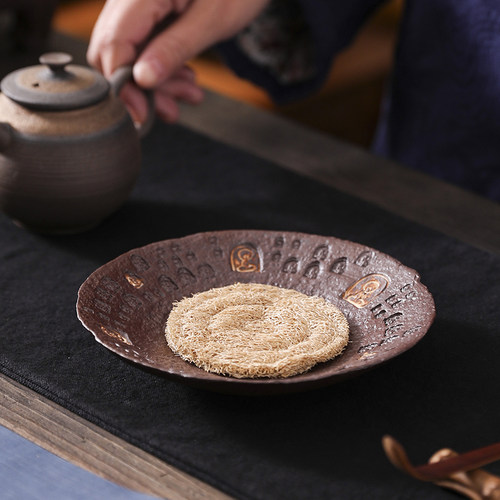 壶承粗陶茶承侘寂风壶承盘