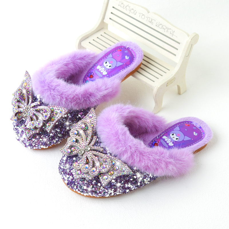 室内小孩冬季女童棉拖鞋爱莎公主