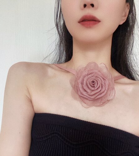 原创手工自制复古玫瑰花choker