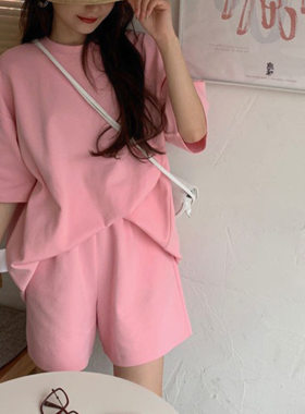 休闲运动套装女韩版宽松糖果色卫衣卫裤两件套小个子盐系炸街潮酷