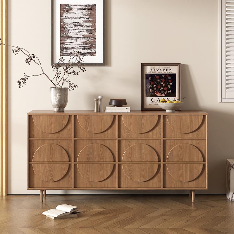 实木餐边柜法式设计师侘寂风复古储物客厅靠墙装饰入户玄关柜原木