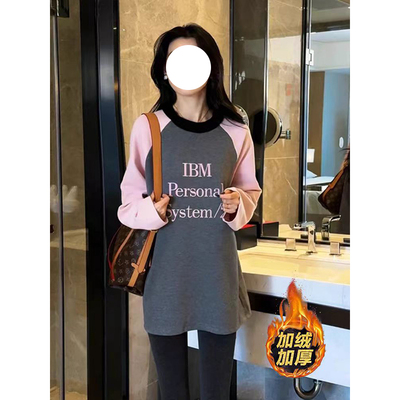 韩版宽松慵懒风插肩袖长袖t恤