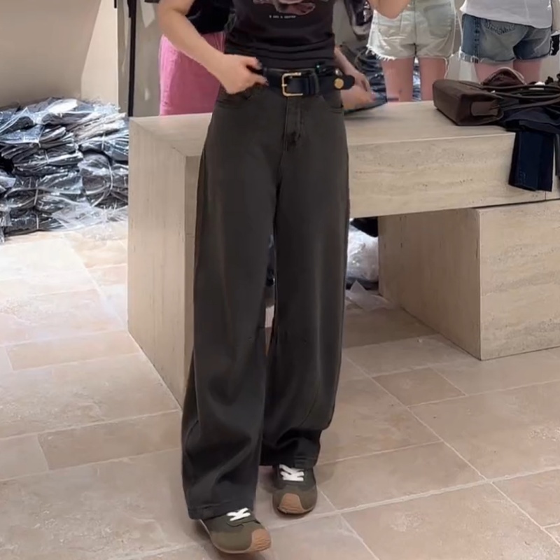 2025秋季美式复古水洗做旧高级感弯刀裤男女潮牌宽松弧形牛仔裤子