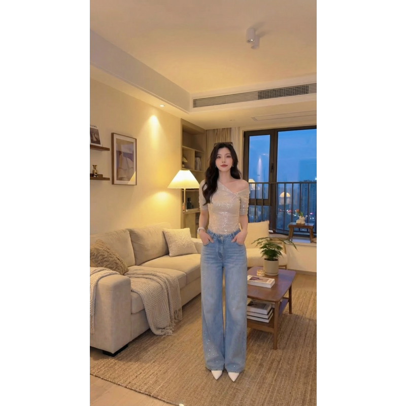 2026新款百搭显瘦设计感蝴蝶结烫钻四季款牛仔裤水洗复古直筒裤女,女装/女士精品,牛仔裤,淘宝优惠券,粉丝福利购,淘宝优惠卷