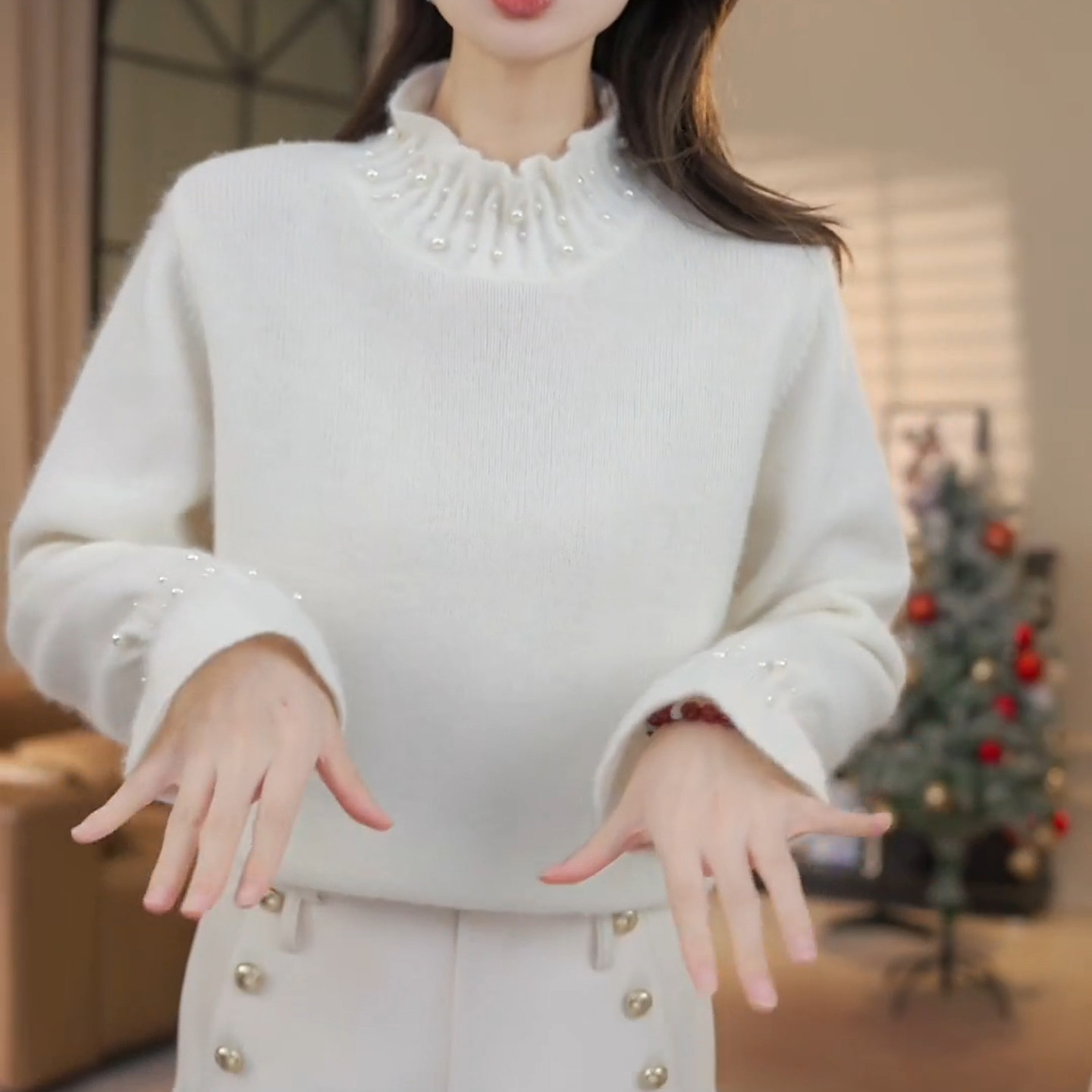 法式重工钉珠打底上衣女2025年新款减龄气质超好看内搭针织衫毛衣,女装/女士精品,毛针织衫,淘宝优惠券,粉丝福利购,淘宝优惠卷