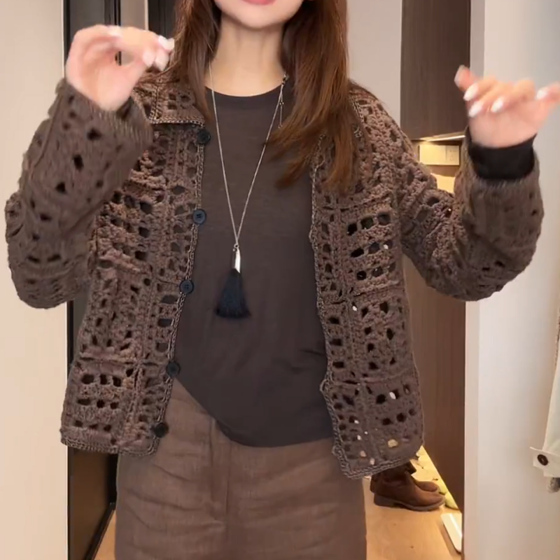 法式手工钩花针织粗针开衫上衣女秋夏镂空重工设计感小众毛衣外套,女装/女士精品,毛衣,淘宝优惠券,粉丝福利购,淘宝优惠卷