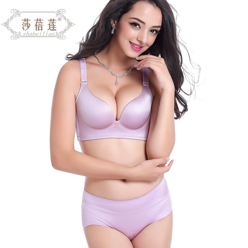 莎蓓莲2123无痕无钢圈拉丝丰胸聚拢调整型性感ABC杯女士内衣套装图片