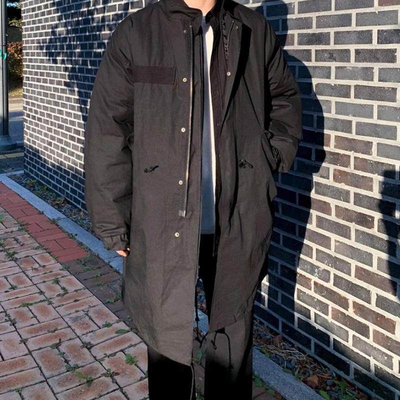 加厚帅气棉衣外套男冬季中长款加棉风衣男百搭ins宽松日系棉大衣