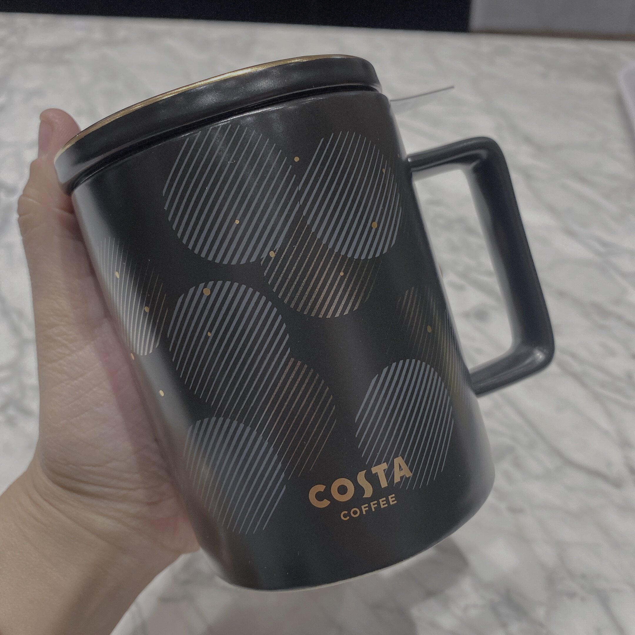 costa茶漏咖啡杯带盖带勺礼盒装