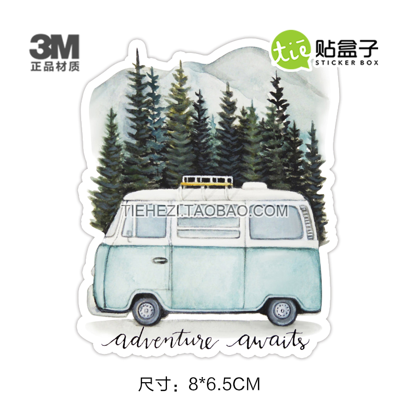 户外旅行贴纸 3M贴纸 防水贴纸 冒险户外挑战贴画 野餐车贴纸