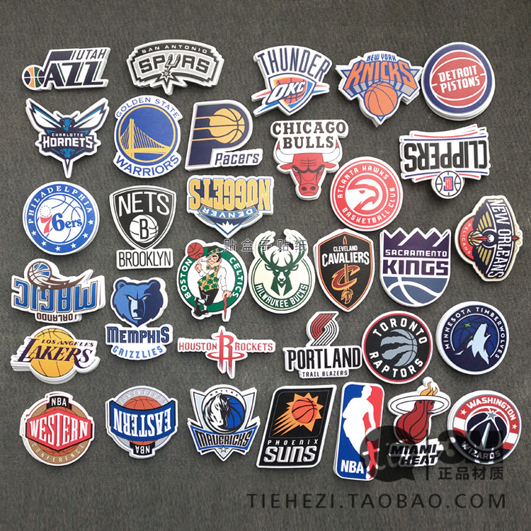 NBA全新队标套装 冲浪滑雪板笔记本贴纸 旅行箱行李箱潮牌3M贴纸