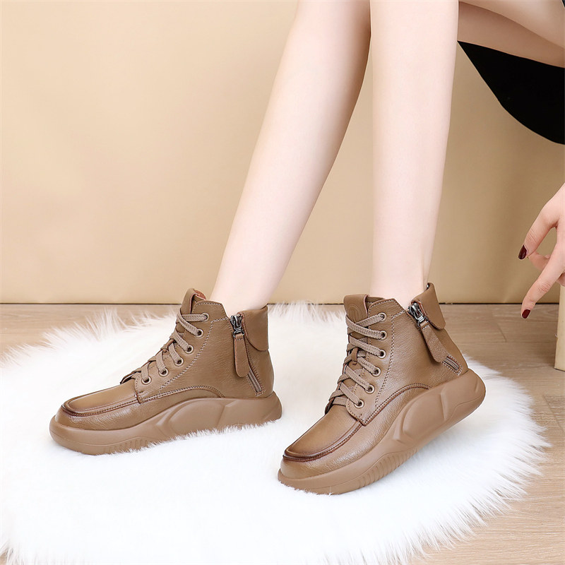 真皮厚底马丁靴女2025新款百搭短靴加绒加厚雪地靴女士平底棉鞋冬,女鞋,马丁靴,淘宝优惠券,粉丝福利购,淘宝优惠卷