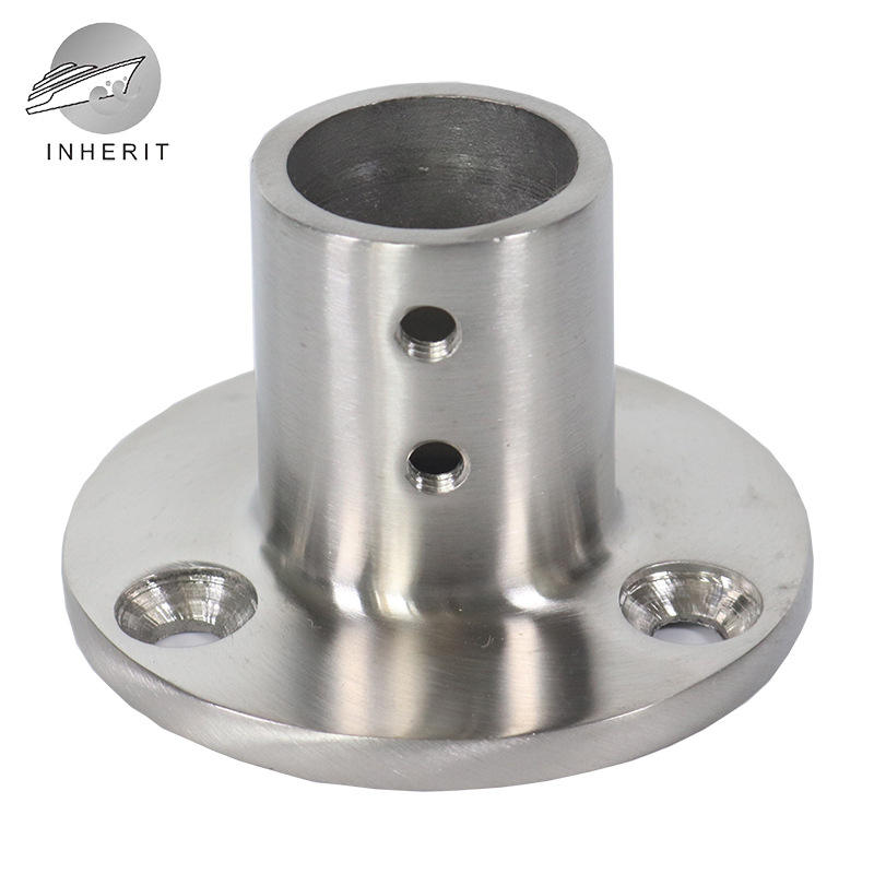 90度圆管座 22/25mm 加厚不锈钢316管座 法兰底座 嵌入式甲板管座