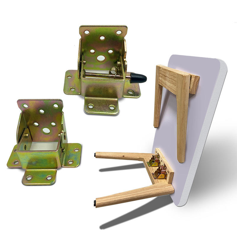 桌腿折叠连接件配件90度自锁折叠腿铰链茶几户外桌腿多功能配件