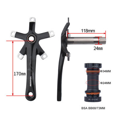 VIARON折叠自行车牙盘130BCD铝合金中空一体曲柄带中轴53T56T轻量