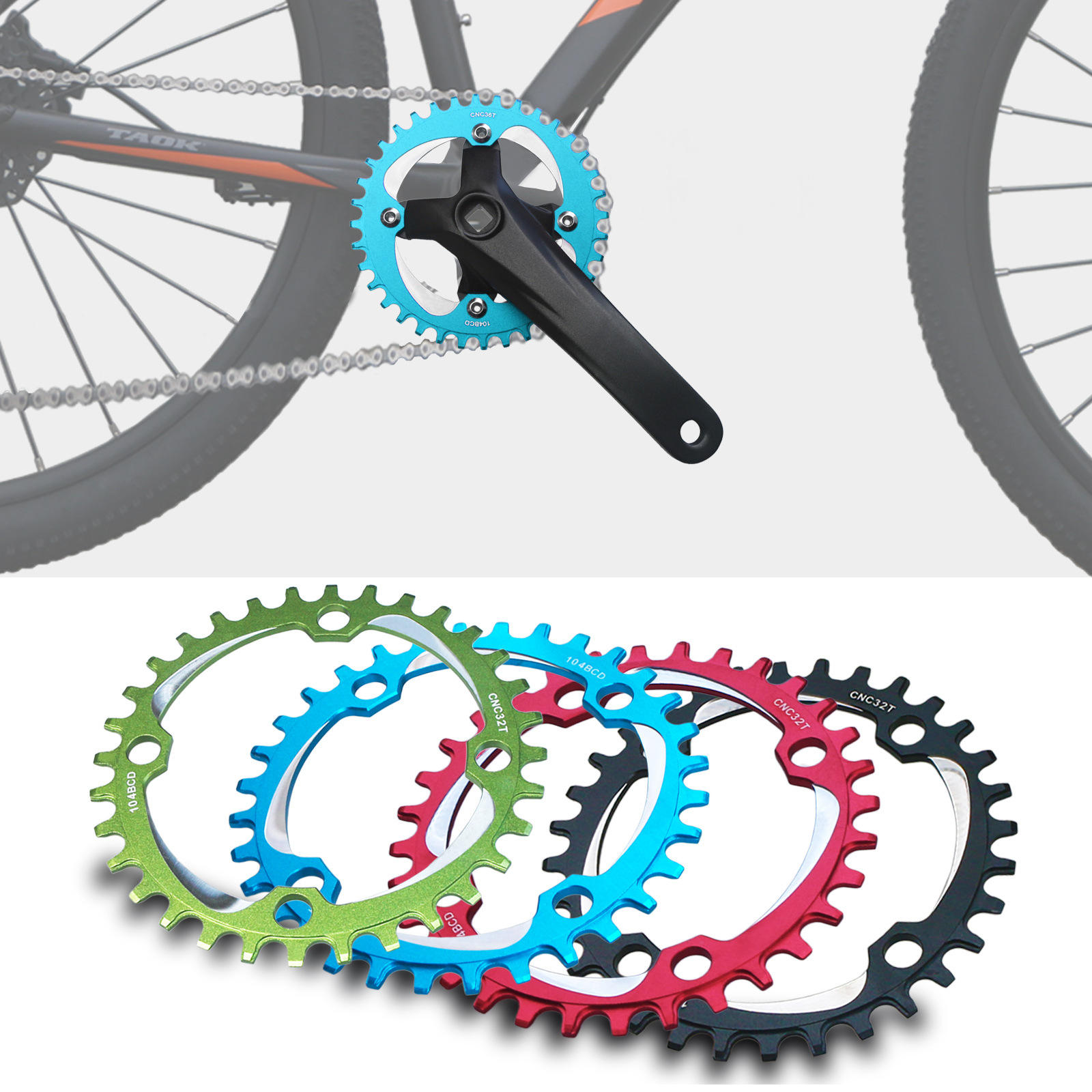 GANOPPER 山地自行车方孔曲柄牙盘 104BCD  四爪170mm 改装单双盘