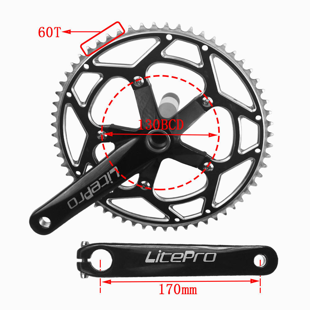 公路车60T大齿盘 自行车中空一体曲柄牙盘 单车130BCD铝合金盘片