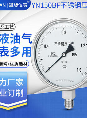 圣迪不锈钢耐震压力表YN150BF 油压液压水压304 316L耐高温耐腐蚀
