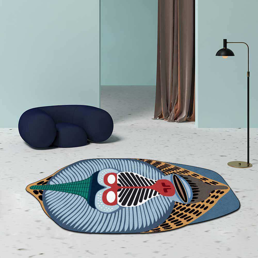 现代北欧时尚个性潮品金刚猿猴猩猩蓝灰色客厅卧室地毯地垫