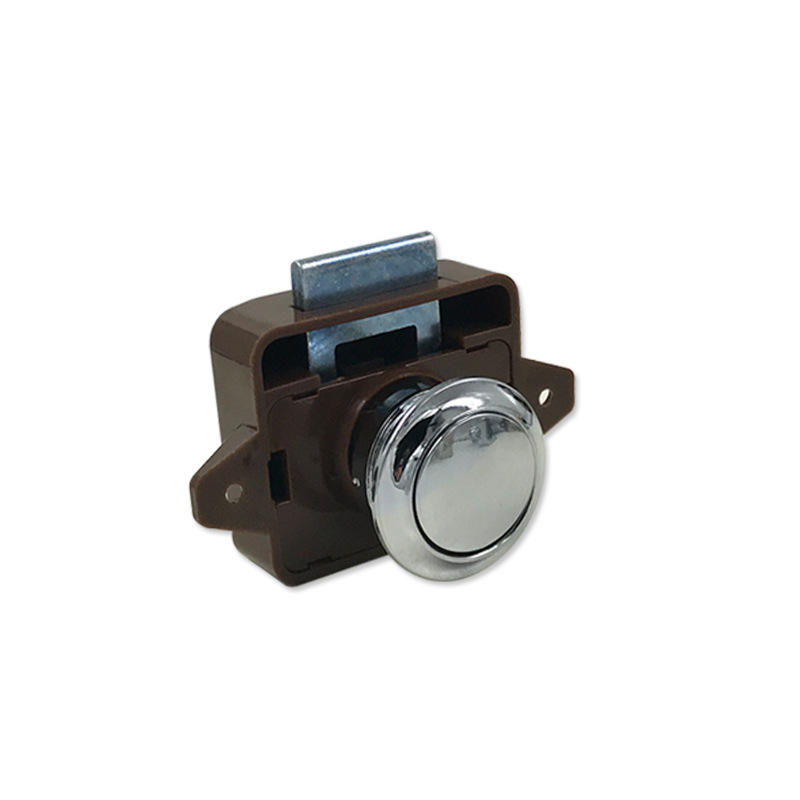 无钥匙房车按钮锁 免装拉手房车抽屉锁 游艇柜门按压锁五金配件