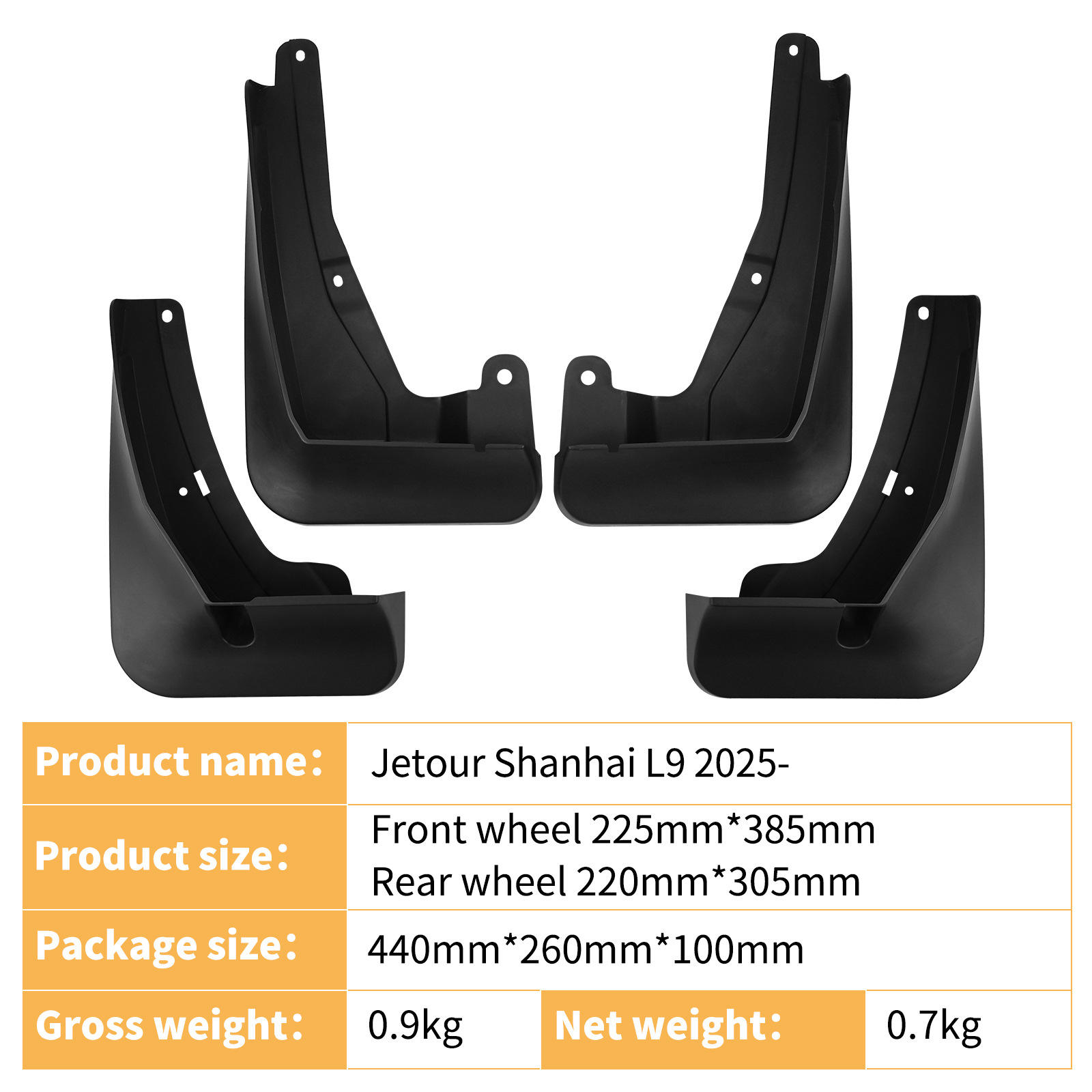 适用于奇瑞捷途山海Jetour Shanhai L9 2025外贸汽车挡泥板皮