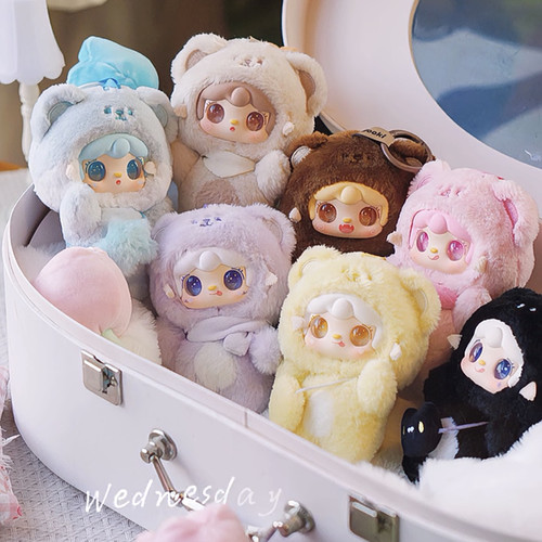 正版yooki氧氧四代咬一口小熊盲盒毛绒搪胶玩偶公仔挂件女生礼物